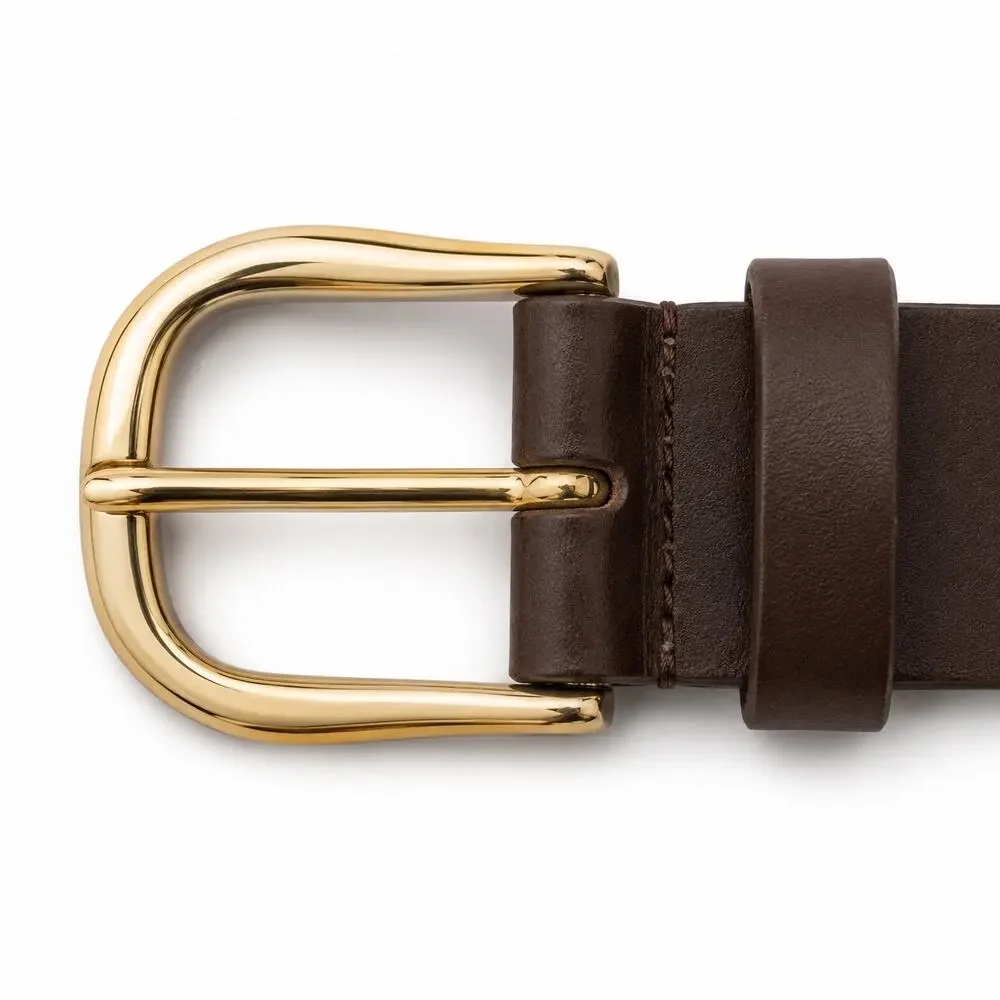 Streets Ahead Brown Leather Belt Gold Buckle 1.5